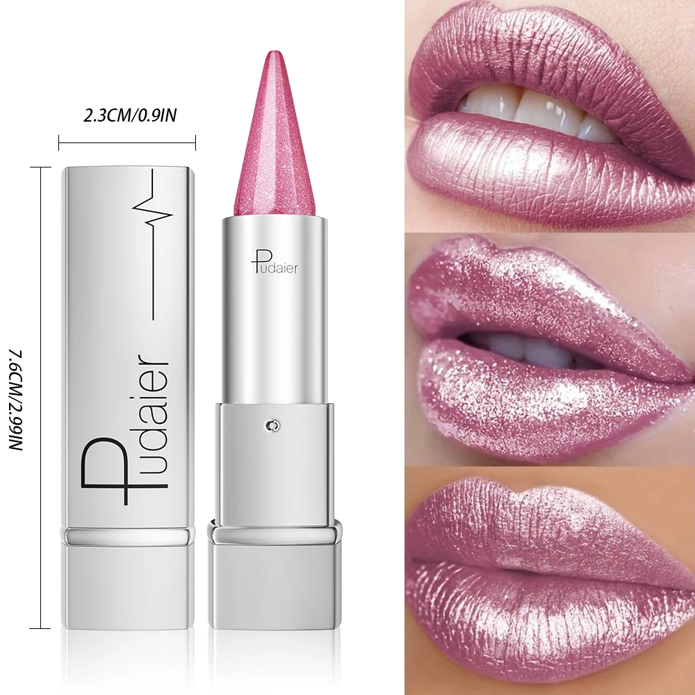 Pearl Shimmer Lipstick for Women, Metallic High Shine Lip Color, Waterproof Smudge Proof, 24 Hours Long Lasting, Lightweight Gla - Image 6