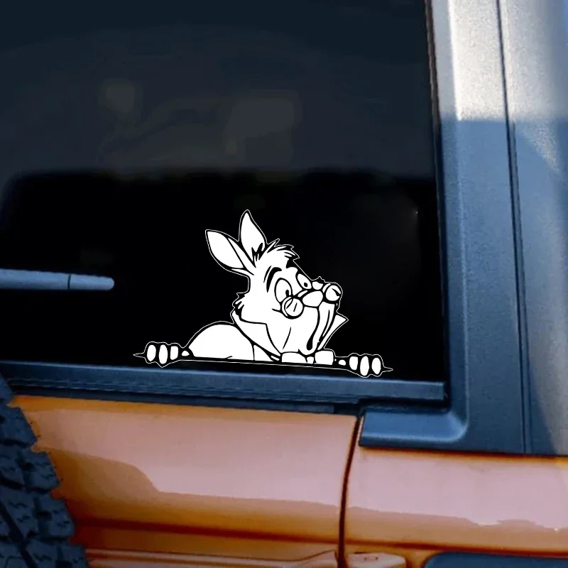 Peeking Cheshire Cat Vinyl Art Sticker Car Window Decals Alice In Wonderland Cartoon Outline Laptop Decal Decor - Image 2