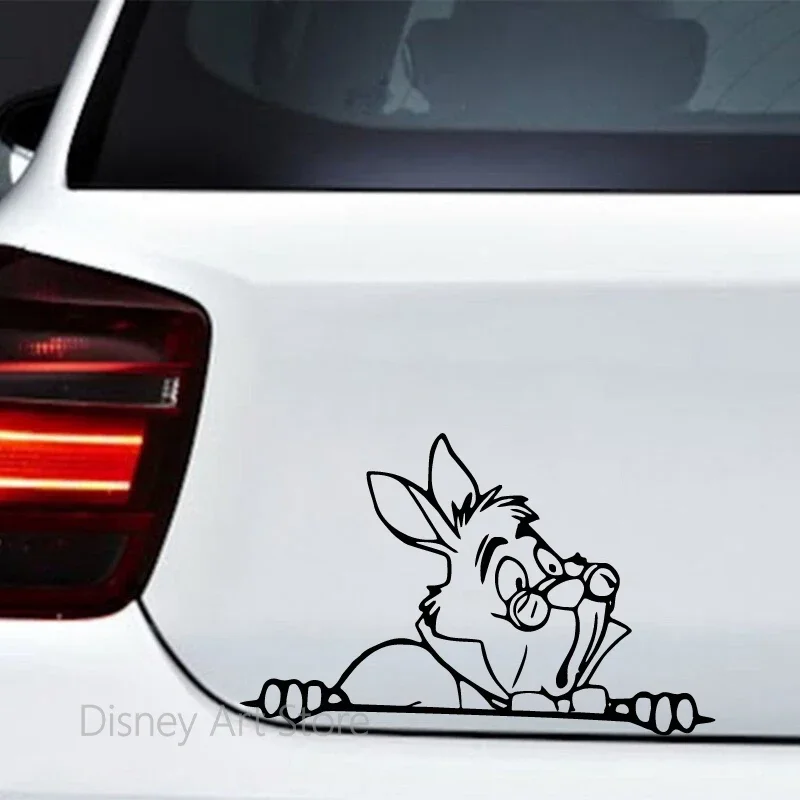 Peeking Cheshire Cat Vinyl Art Sticker Car Window Decals Alice In Wonderland Cartoon Outline Laptop Decal Decor - Image 4