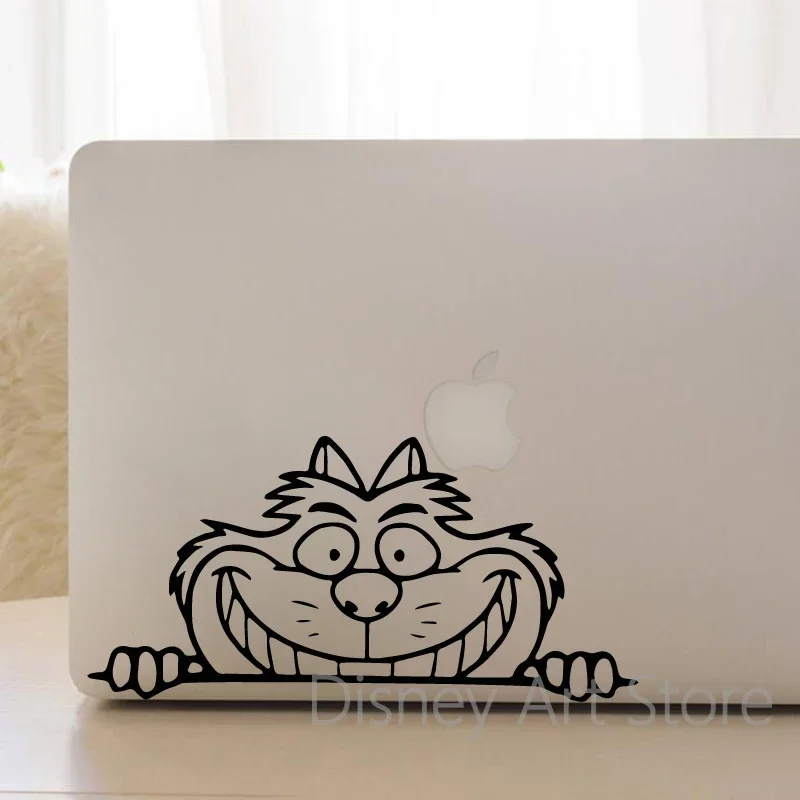 Peeking Cheshire Cat Vinyl Art Sticker Car Window Decals Alice In Wonderland Cartoon Outline Laptop Decal Decor - Image 5