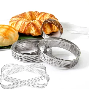 Perforated Round Tart Ring Stainless Heat-Resistant Steel Tart Ring Mold Baking DIY Dessert Cake Mousse Metal Molds