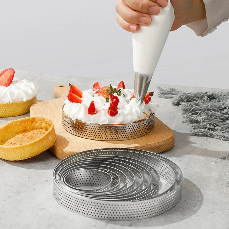 Perforated Round Tart Ring Stainless Heat-Resistant Steel Tart Ring Mold Baking DIY Dessert Cake Mousse Metal Molds - Image 5