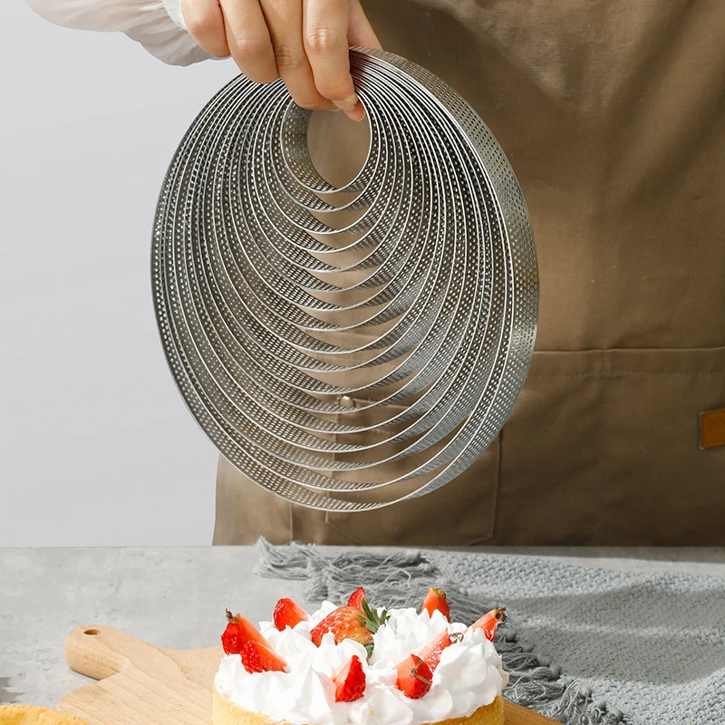Perforated Round Tart Ring Stainless Heat-Resistant Steel Tart Ring Mold Baking DIY Dessert Cake Mousse Metal Molds - Image 6