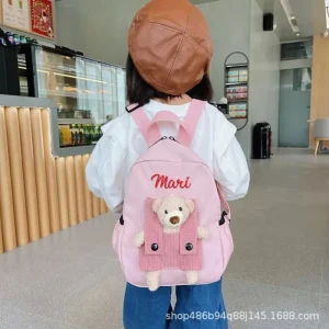 Personalized Name Cute Bear Toddler Backpack Lightweight Waterproof Kindergarten Bag Preschool Bag for Kids Gifts 2-5 Years