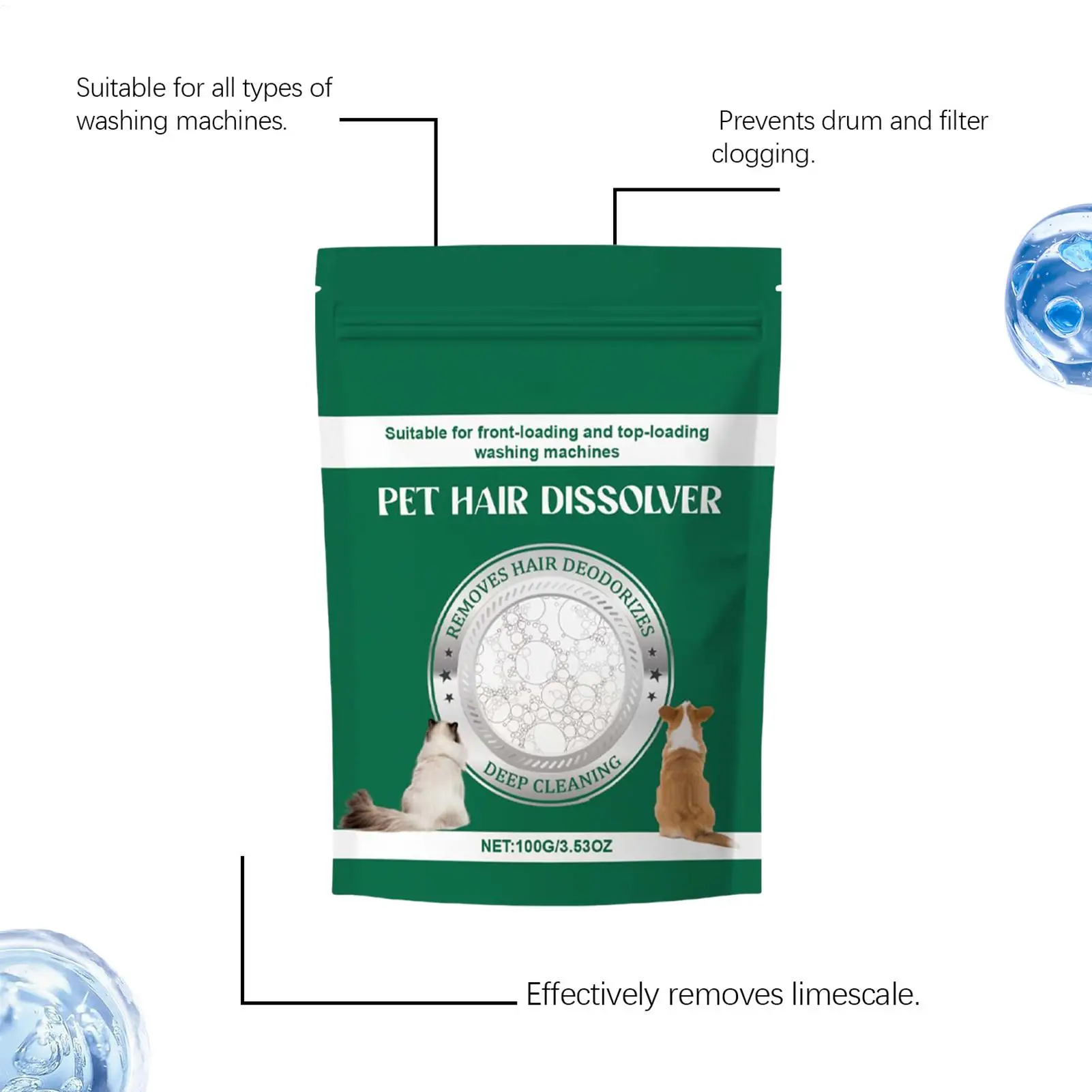 Pet Hair Remover Powder Laundry Detergent Additive Lint Dissolver for Cat Dog Hair Safe Fabric Softener Clothes Bedding Sofa - Image 5