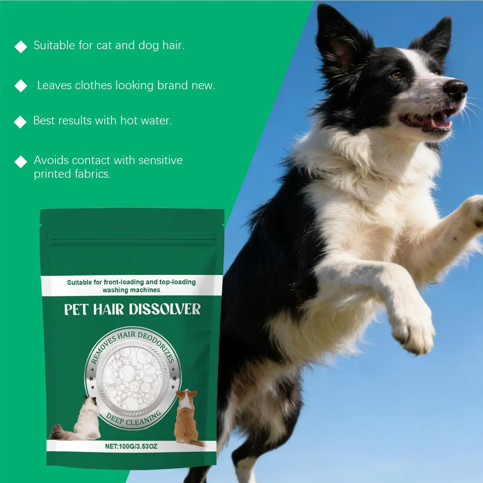 Pet Hair Remover Powder Laundry Detergent Additive Lint Dissolver for Cat Dog Hair Safe Fabric Softener Clothes Bedding Sofa - Image 3