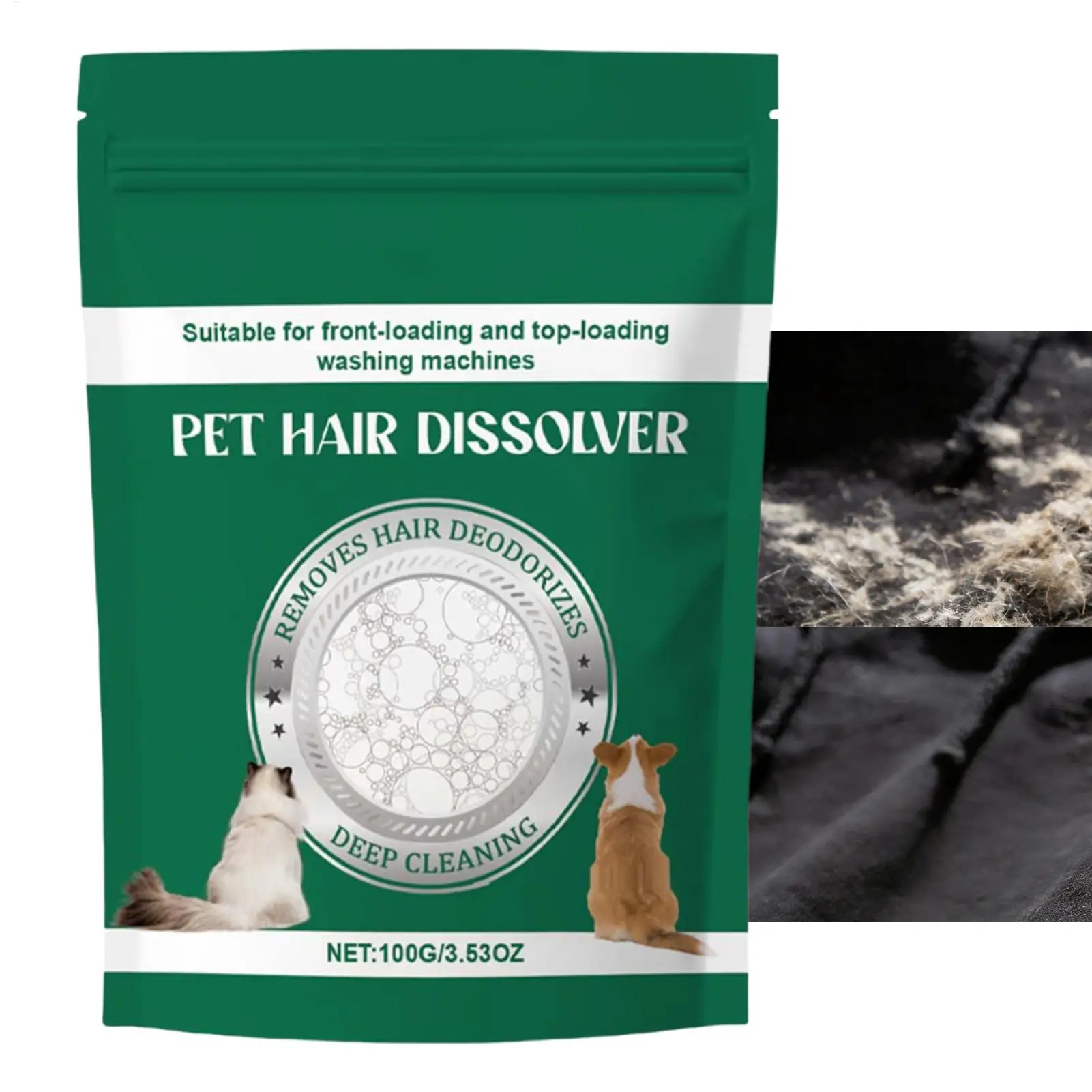 Pet Hair Remover Powder Laundry Detergent Additive Lint Dissolver for Cat Dog Hair Safe Fabric Softener Clothes Bedding Sofa