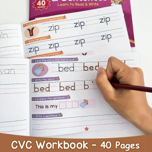 Phonics CVC Words Spelling Early Education Practice Book for Kids Classroom Handwriting Tracing Sight Words Exercises Workbook