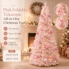Pink Foldable Integrated Christmas Tree with Ornaments LED Lights High-end Christmas Tree 1.5M/1.8M Family Christmas Decoration
