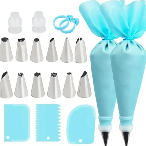 Piping Bags Cake Decorating Tools Reusable Silicone Pastry Bag Stainless Steel Nozzle Piping Nozzles Pastry Set Baking Tools