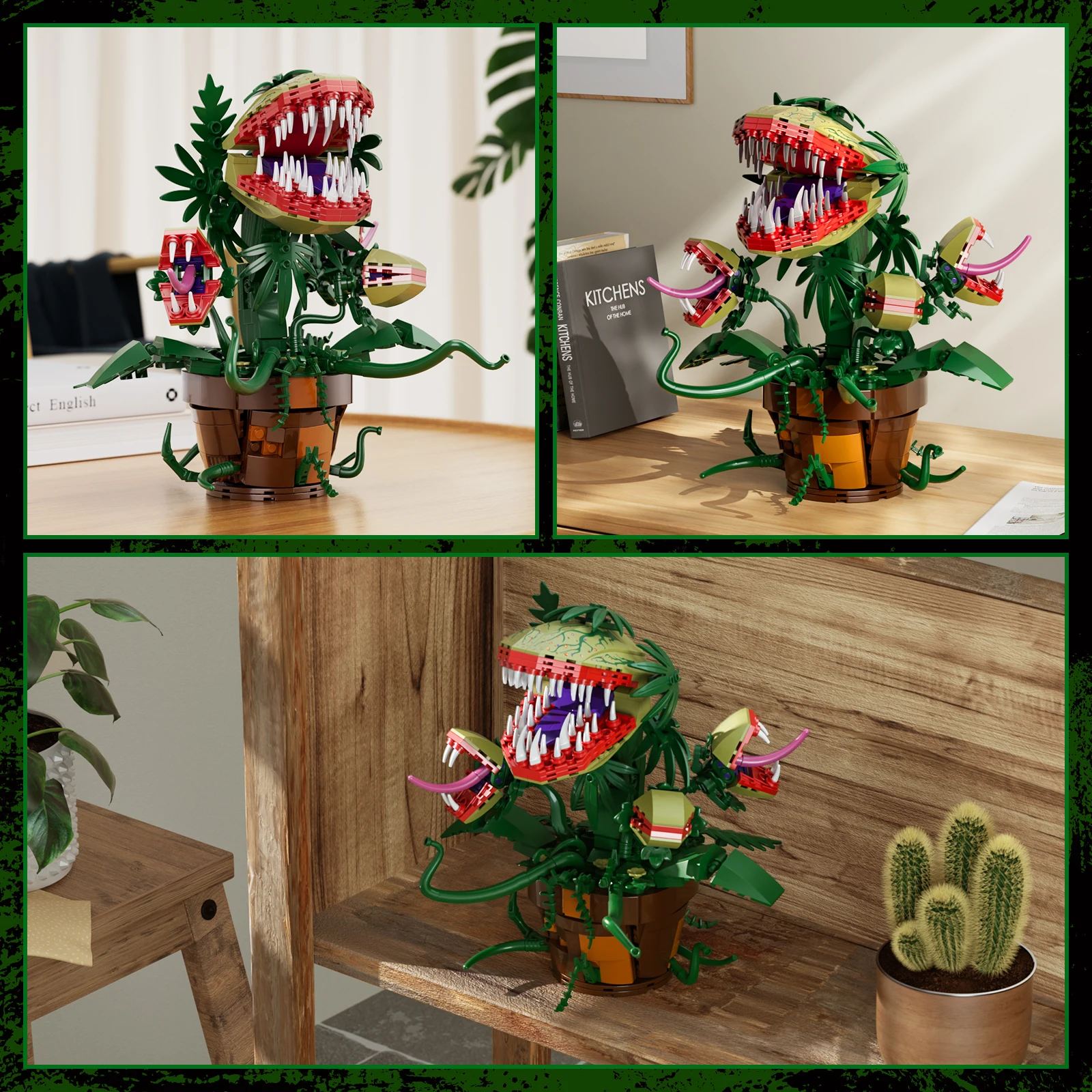 Piranha Plant Audrey II 2 Building Blocks Set Horrors Flower Shop Decoration Halloween Christmas Gift for Tv Film Fans(629PCS) - Image 2