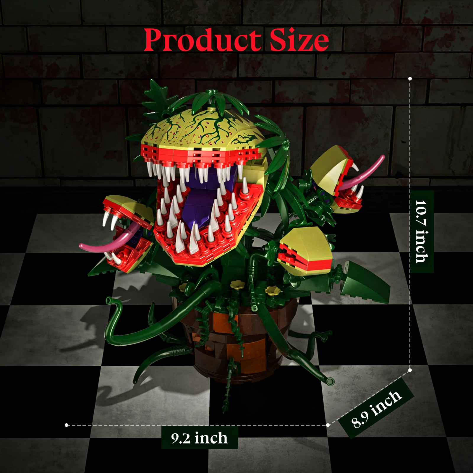 Piranha Plant Audrey II 2 Building Blocks Set Horrors Flower Shop Decoration Halloween Christmas Gift for Tv Film Fans(629PCS) - Image 8