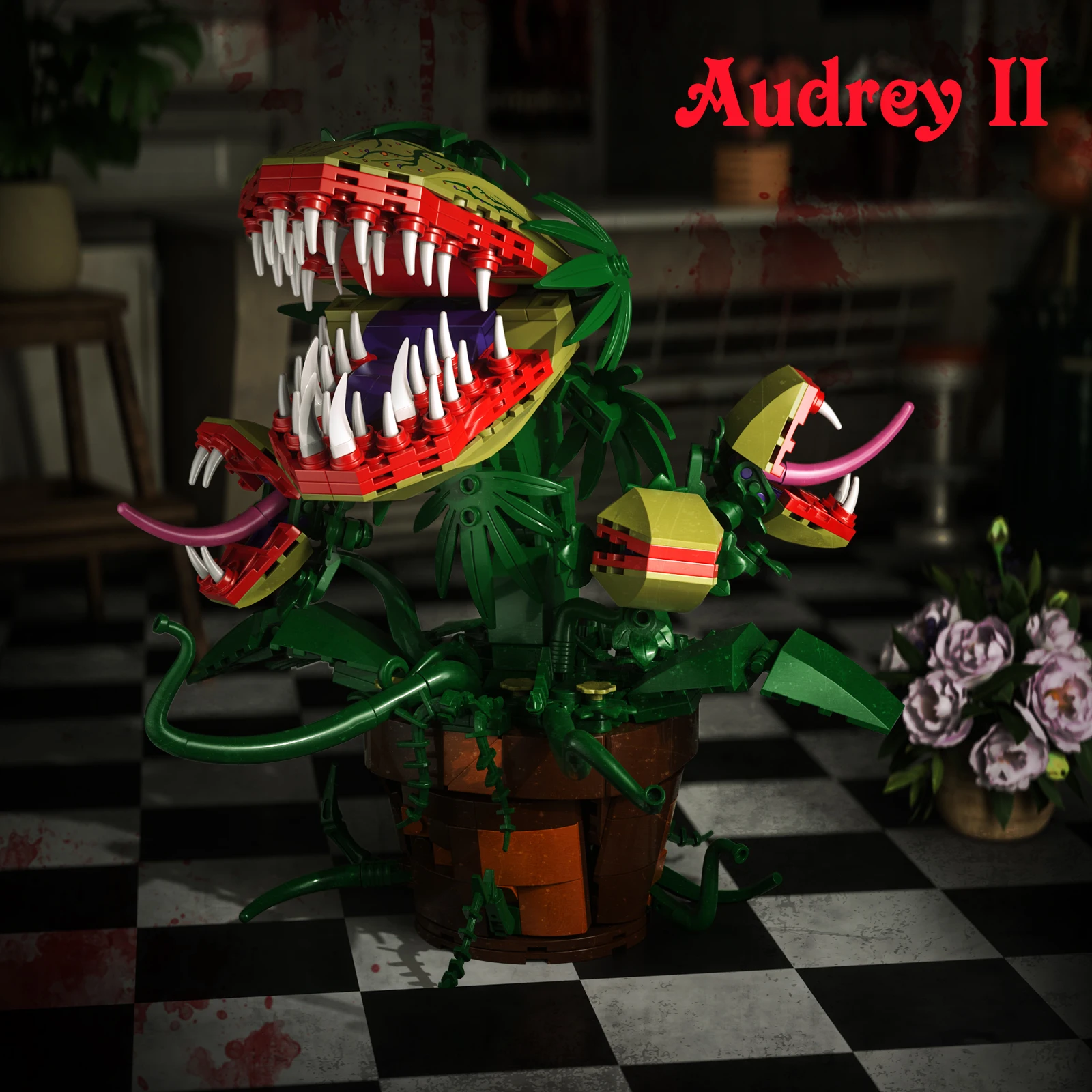 Piranha Plant Audrey II 2 Building Blocks Set Horrors Flower Shop Decoration Halloween Christmas Gift for Tv Film Fans(629PCS) - Image 7