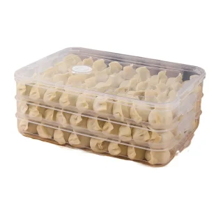 Plastic Dumpling Box Transparent Quick Freezing Food Egg Frozen Box with Cover Multi-Layer Kitchen Organizer Refrigerator