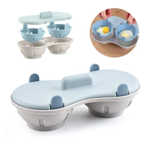 Plastic Egg Cooker 2 Cavity Microwave Egg Poacher for Boiled Eggs and Poached Eggs Kitchen Cooking Gadgets Poached Egg Cups