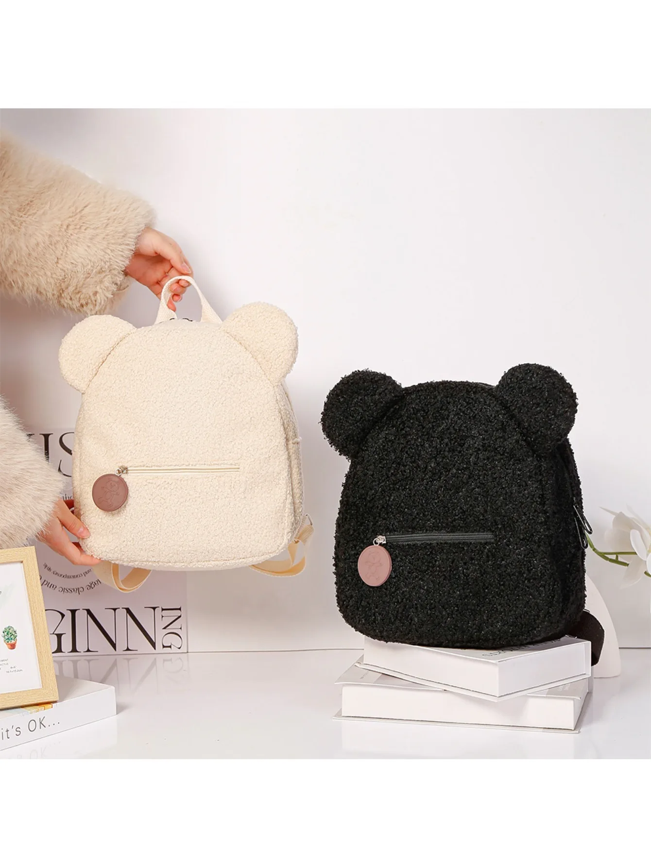 Plush Teddy Bear Kids Bag Popular Cartoon Fashion Children's Backpack Fashionable Leisure Small Bear Ear Backpack - Image 2