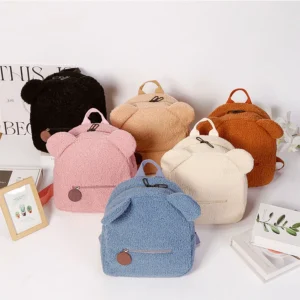Plush Teddy Bear Kids Bag Popular Cartoon Fashion Children's Backpack Fashionable Leisure Small Bear Ear Backpack