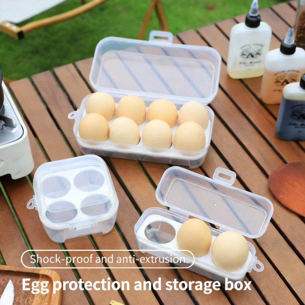 Portable Egg Holder Box Shockproof Outdoor Camping Storage Container 3/4/8 Grid PP Plastic Transparent Sealed Egg Case - Image 2