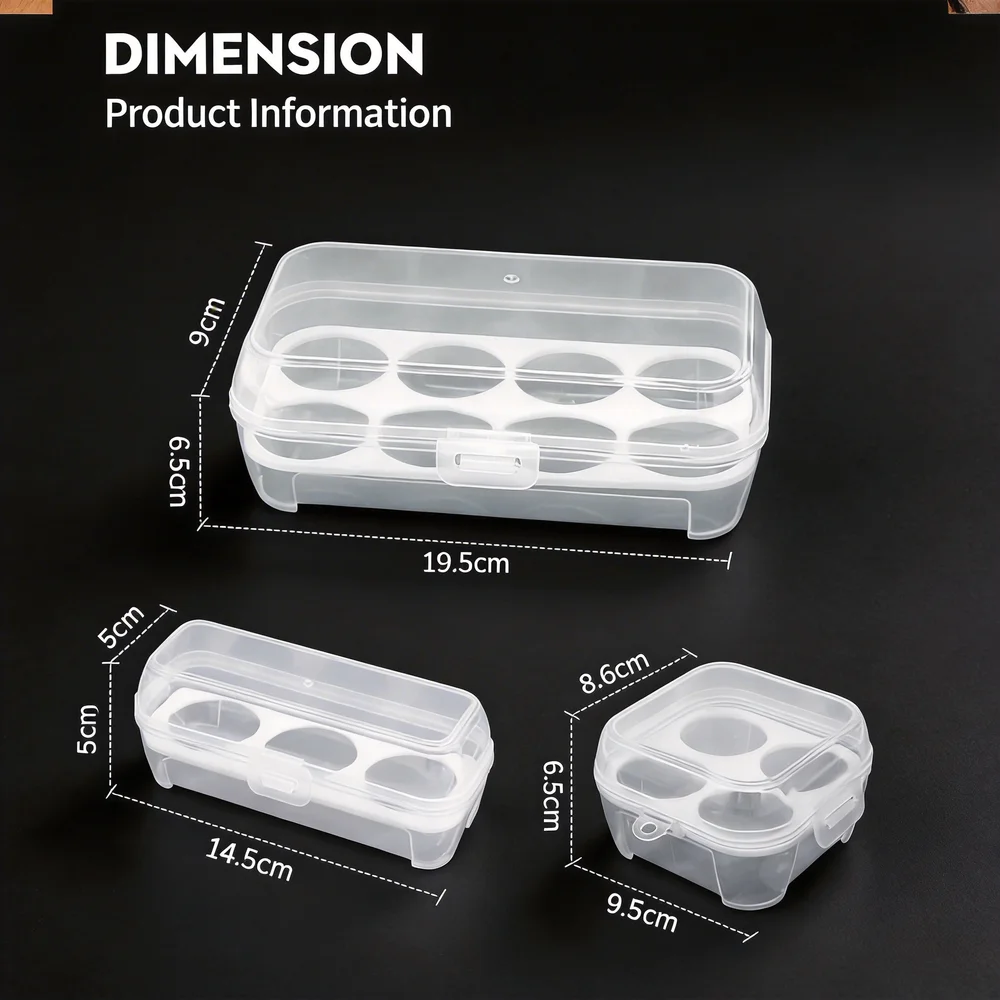 Portable Egg Holder Box Shockproof Outdoor Camping Storage Container 3/4/8 Grid PP Plastic Transparent Sealed Egg Case - Image 6