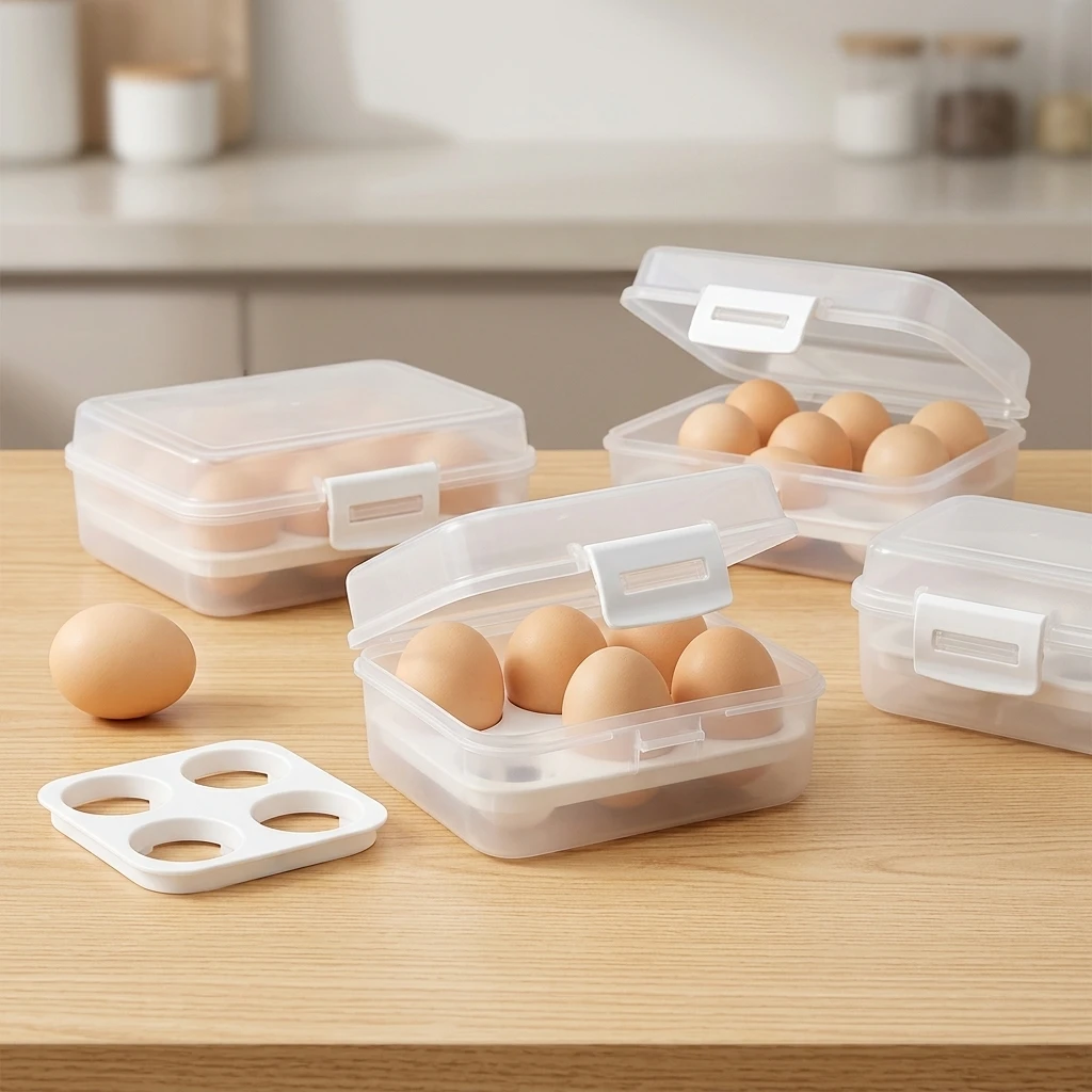 Portable Egg Holder Box Shockproof Outdoor Camping Storage Container 3/4/8 Grid PP Plastic Transparent Sealed Egg Case
