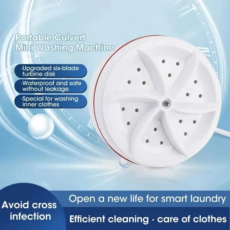 Portable Mini Ultrasonic Turbo Washing Machine USB Powered Cleaning Underwear Socks for Home Travel - Image 2