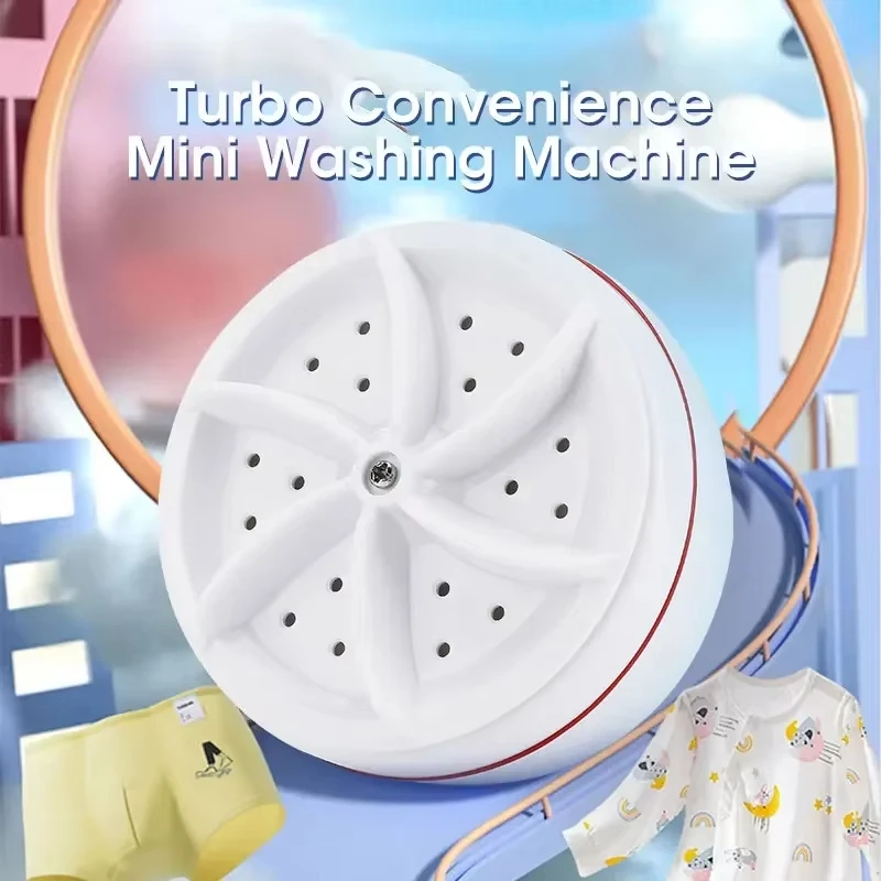 Portable Mini Ultrasonic Turbo Washing Machine USB Powered Cleaning Underwear Socks for Home Travel