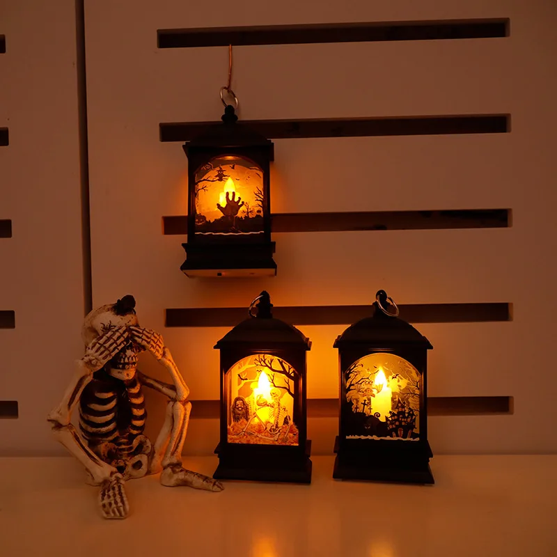 Portable Pumpkin Ghost Castle Lantern Lamp Hanging LED Jack-O-Lanterns Halloween Decoration Party Flame Haunted House Props Gift - Image 3