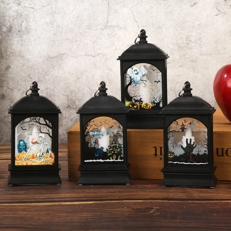 Portable Pumpkin Ghost Castle Lantern Lamp Hanging LED Jack-O-Lanterns Halloween Decoration Party Flame Haunted House Props Gift - Image 4