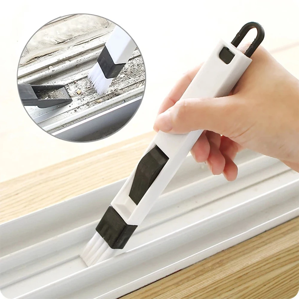 Portable Two-in-one Cleaning Brush Multifunctional Door and window Keyboard Groove Cleaner Dust Shovel Window Rail Cleaning Tool - Image 2