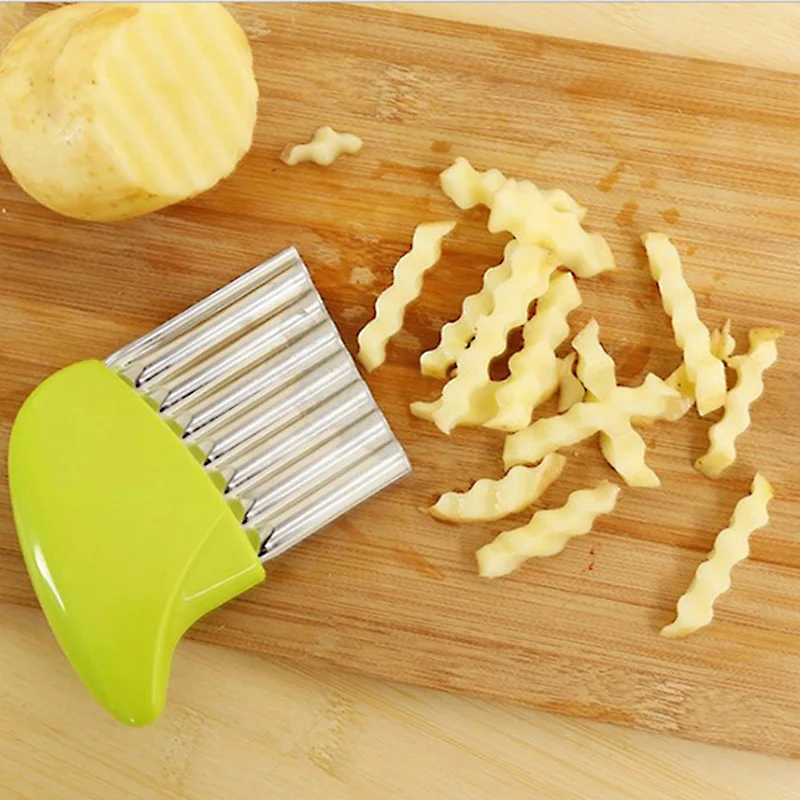 Potato Chip Slicer Vegetable Fruit Corrugated Wavy Knife French Fries Potato Cutter Kitchen Tools Accessories Gadget Supplies - Image 3