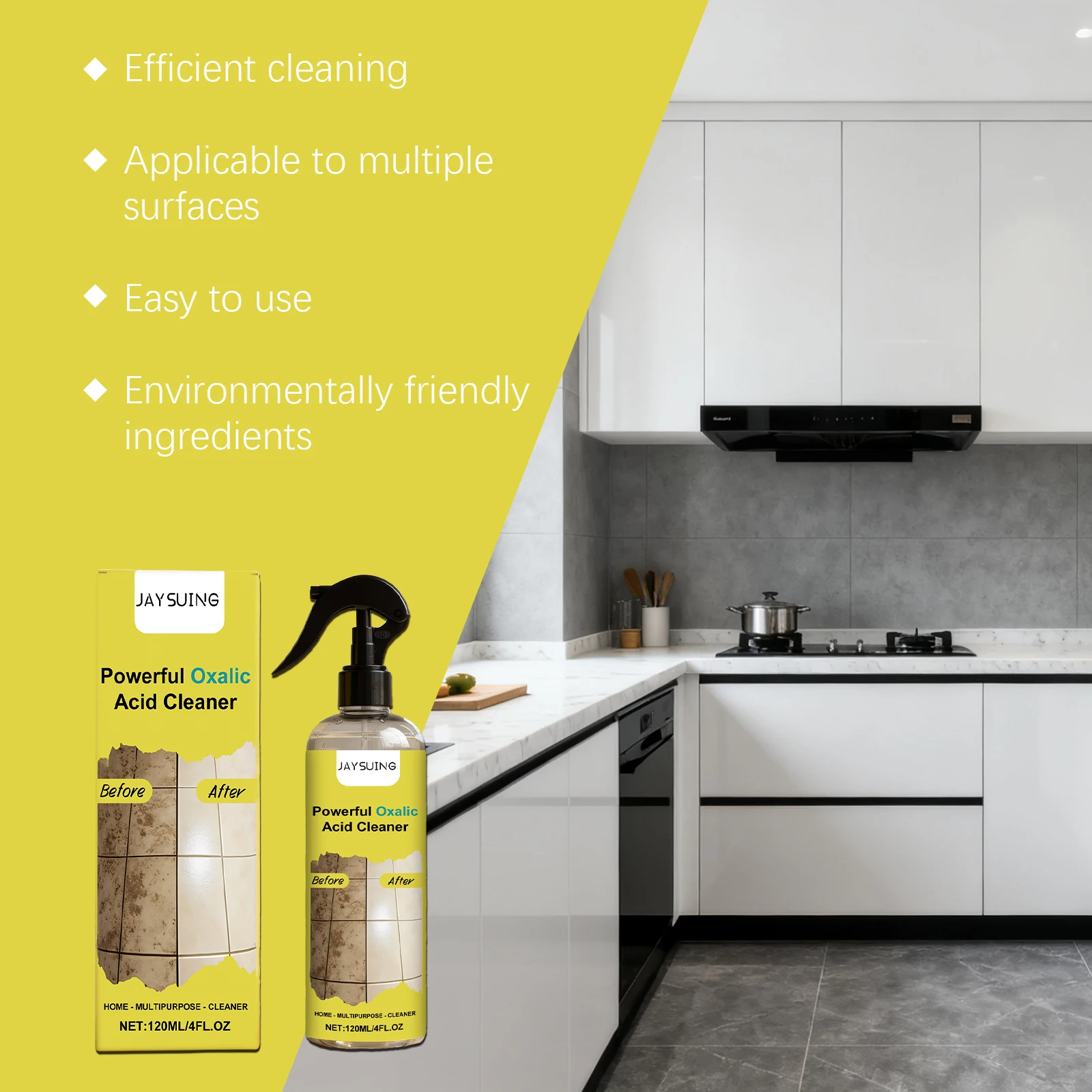 Powerful Oxalic Acid Cleaner Spray Limescale Stubborn Remove Decontamination Eco-Friendly Multi-Purpose Household Cleaning Spray - Image 2