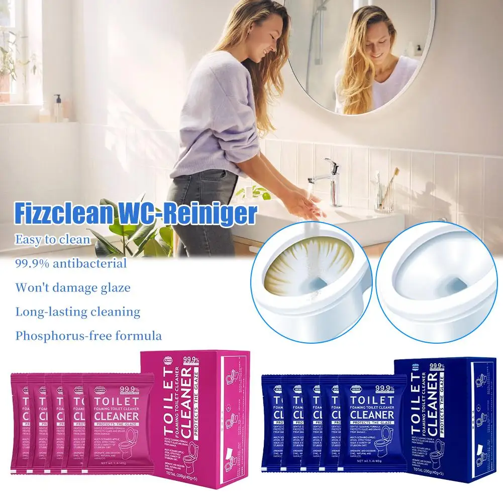 Powerful Toilet Bowl Cleaner Powder Self-Activating Foaming Descaler No-Scrub Deep Stain Remover for Bathroom Toilet Cleaning