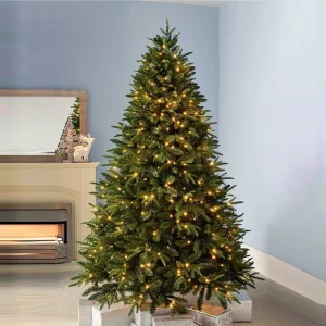 Premium Pre-Lit Christmas Tree, High-Density Realistic Pine Tree with LED Lights, Easy Setup for Home & Commercial Use