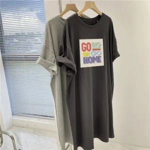 Printed Dress Women Summer 2025 New Retro Casual Oversized Loose Round Neck Short Sleeved DressPregnant Women's Dress
