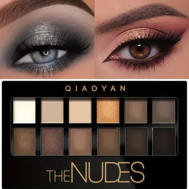Professional 12 Colors Eyeshadow Palette Natural Shimmer Matte Nudes Cosmetic Eye Makeup Plate for Makeup Artists