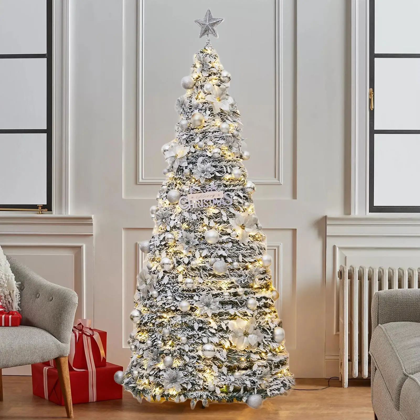 Pull Up Christmas Tree Artificial Foldable Home Decor Without Lights Portable Christmas Tree for Thanksgiving Holiday Party - Image 2