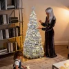 Pull Up Christmas Tree Artificial Foldable Home Decor Without Lights Portable Christmas Tree for Thanksgiving Holiday Party