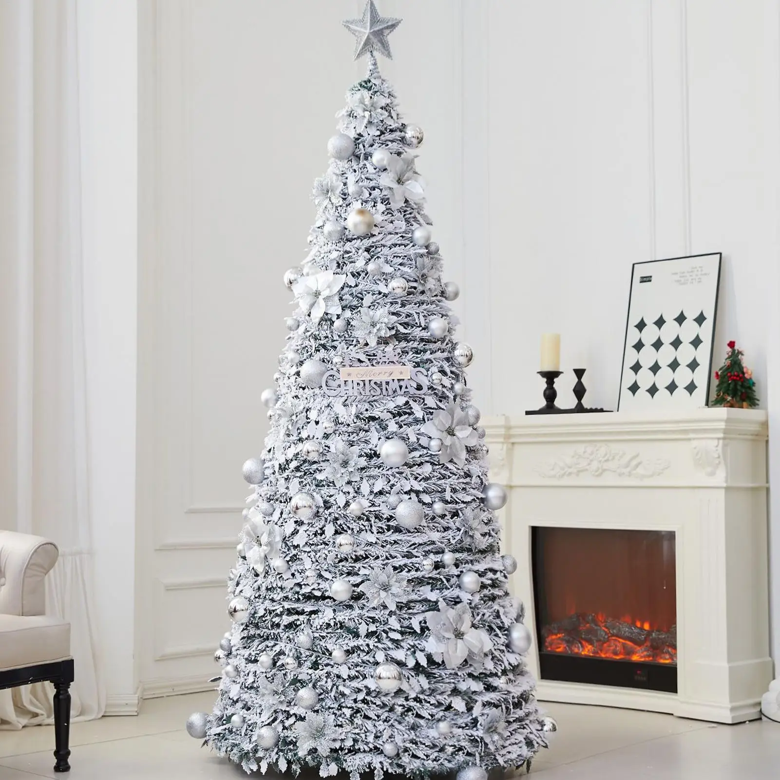 Pull Up Christmas Tree Artificial Foldable Home Decor Without Lights Portable Christmas Tree for Thanksgiving Holiday Party - Image 3