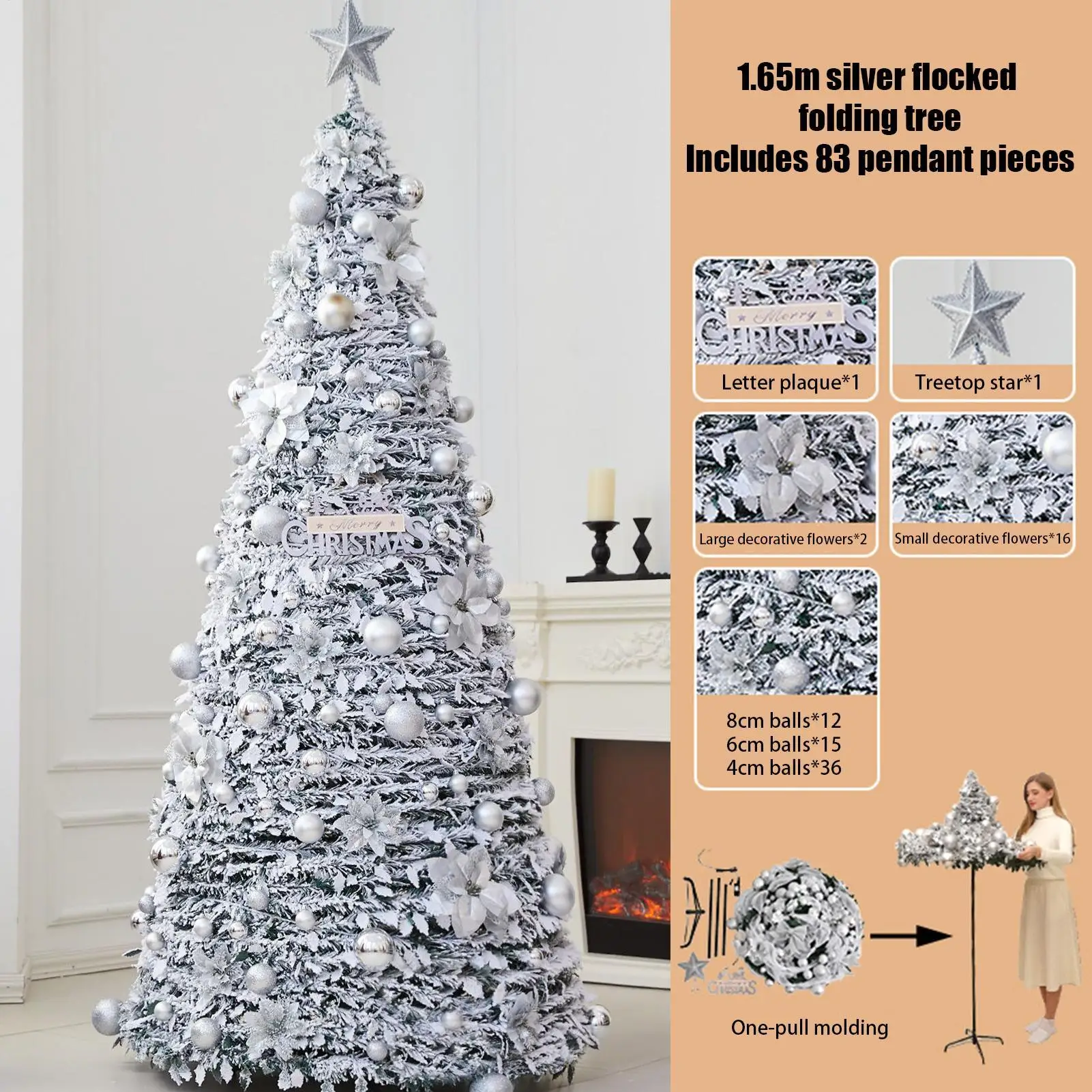 Pull Up Christmas Tree Artificial Foldable Home Decor Without Lights Portable Christmas Tree for Thanksgiving Holiday Party - Image 4