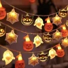Pumpkin Bat Ghost String LED Lights Halloween Horror Atmosphere Hanging Decorative Lamp for Kids Halloween Party Home Decoration