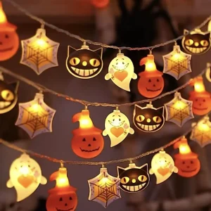 Pumpkin Bat Ghost String LED Lights Halloween Horror Atmosphere Hanging Decorative Lamp for Kids Halloween Party Home Decoration