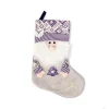 Purple Christmas Socks Santa Claus Pattern Decorative Stockings For Holiday Home And Store Decoration Large 45cm
