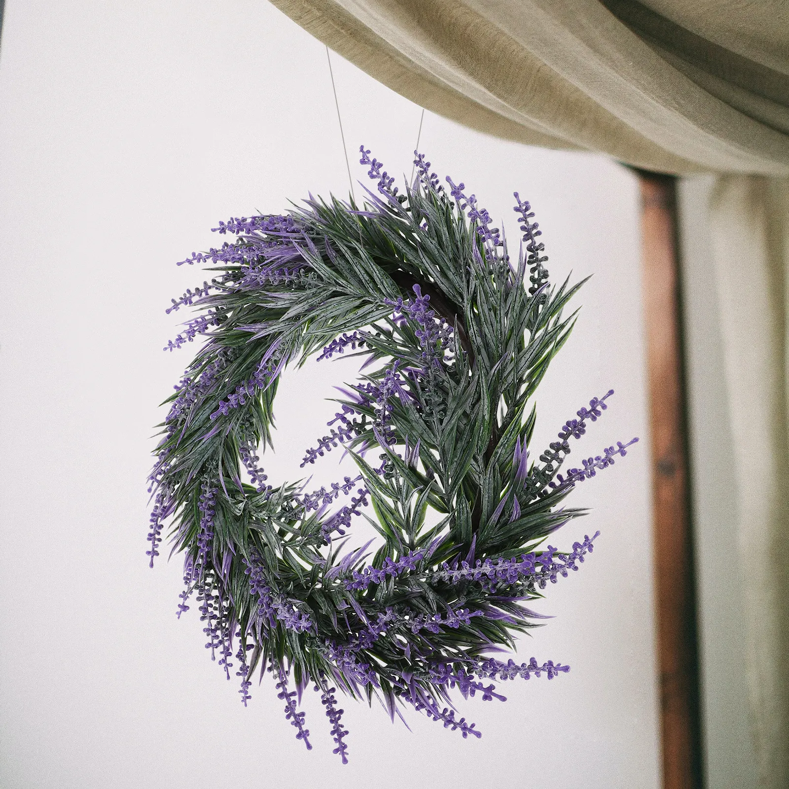 Purple Lavender Wreath 15Inch Artificial Scented Farmhouse Decor for Indoor Outdoor Door Wall Window Christmas Fall Wedding - Image 6