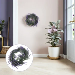 Purple Lavender Wreath 15Inch Artificial Scented Farmhouse Decor for Indoor Outdoor Door Wall Window Christmas Fall Wedding