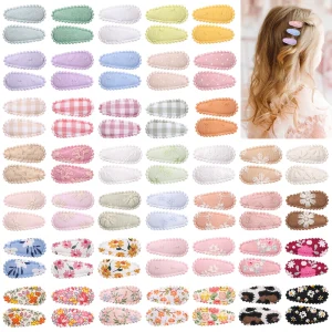 RAINBOW BOWS Wholesale Mini Cloth Water Drop BB Hair Clips for Children Hair Accessories Hairgripes 1.4inch Printe Diy Barrette