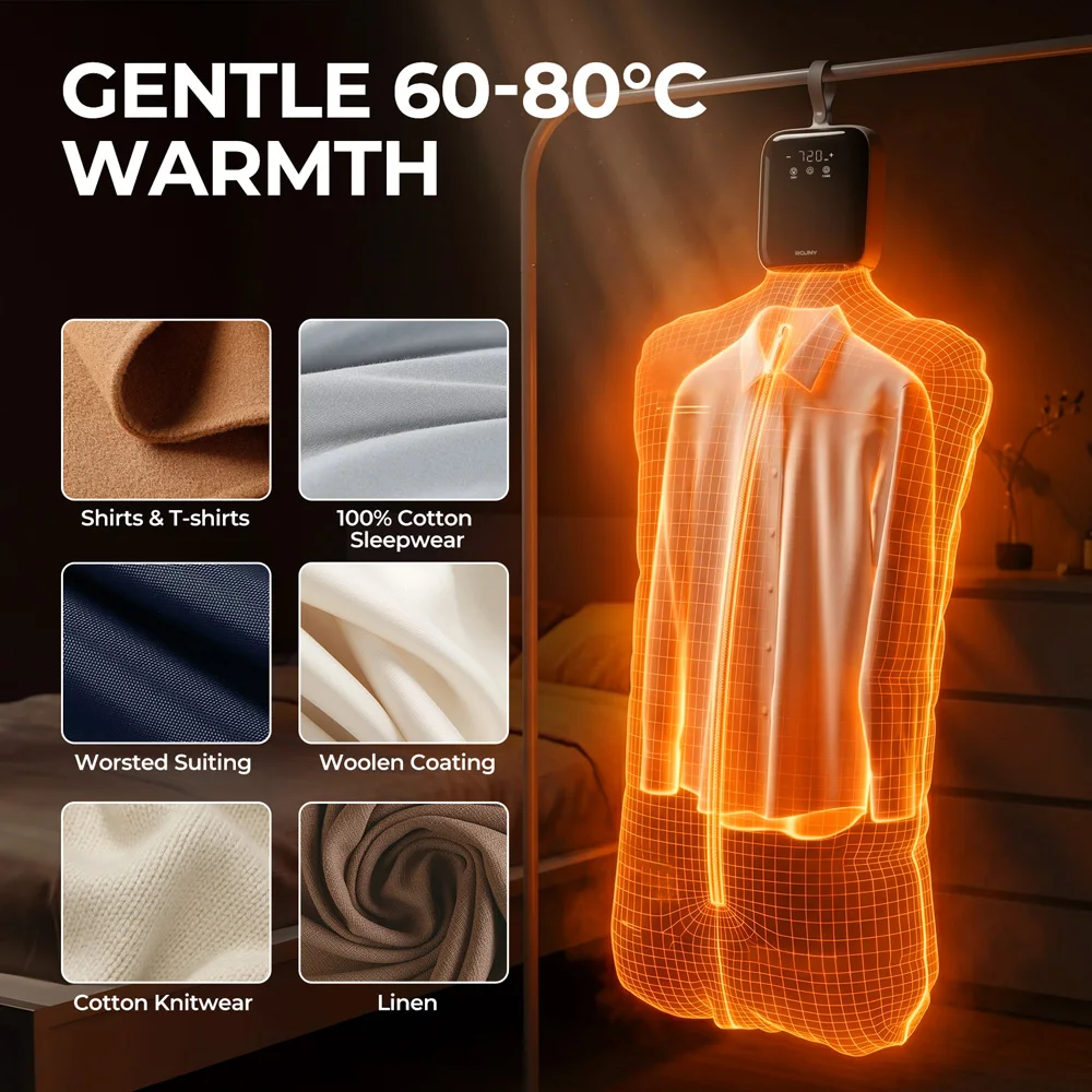 ROUNY Foldable Electric Clothes Drying Rack,Portable Lightweight Travel Garment Dryer, Efficient Moisture & Odor Removal, 12h - Image 3