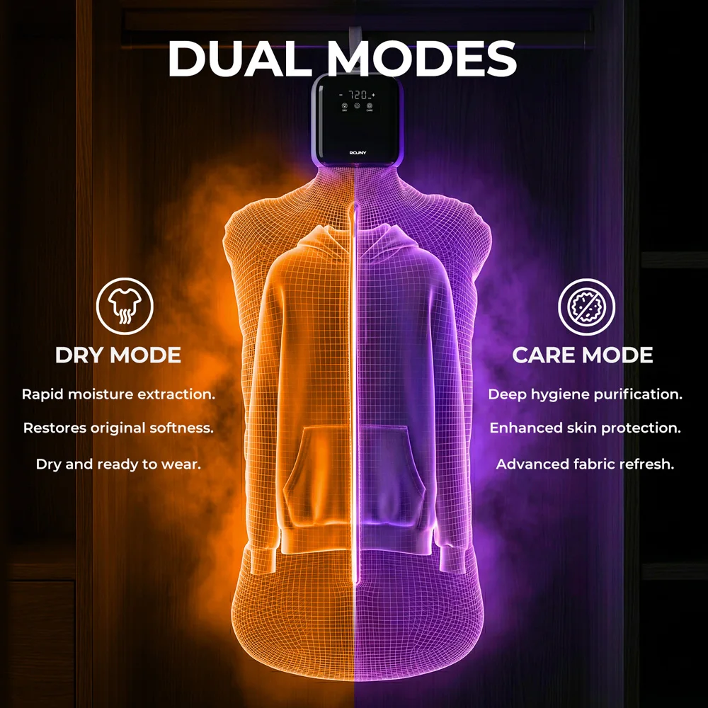 ROUNY Foldable Electric Clothes Drying Rack,Portable Lightweight Travel Garment Dryer, Efficient Moisture & Odor Removal, 12h - Image 4