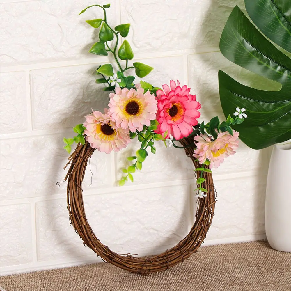 Rattan Christmas Decor Wedding Wreaths Xmas Party Decorations Wreath Wicker Sepak Takraw Round/Heart Shape Rattan Garland - Image 5