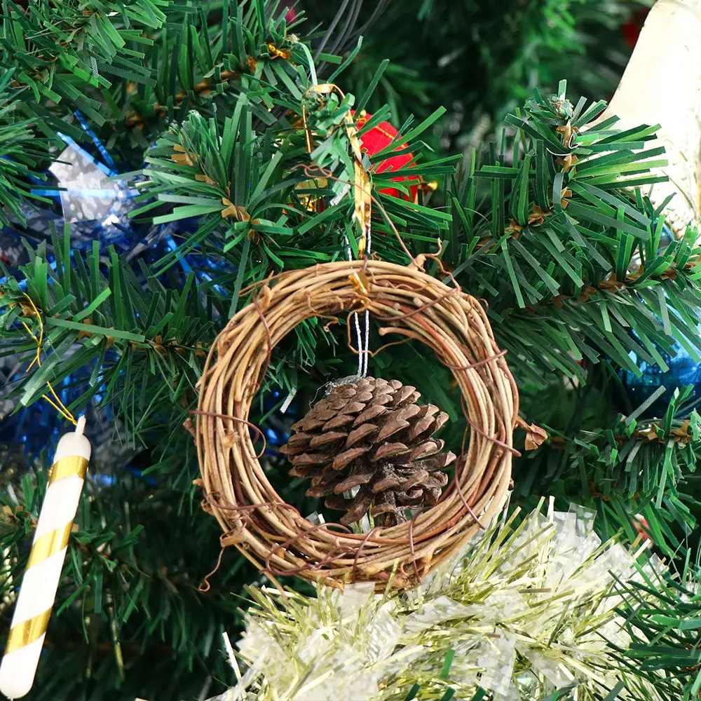 Rattan Christmas Decor Wedding Wreaths Xmas Party Decorations Wreath Wicker Sepak Takraw Round/Heart Shape Rattan Garland - Image 4