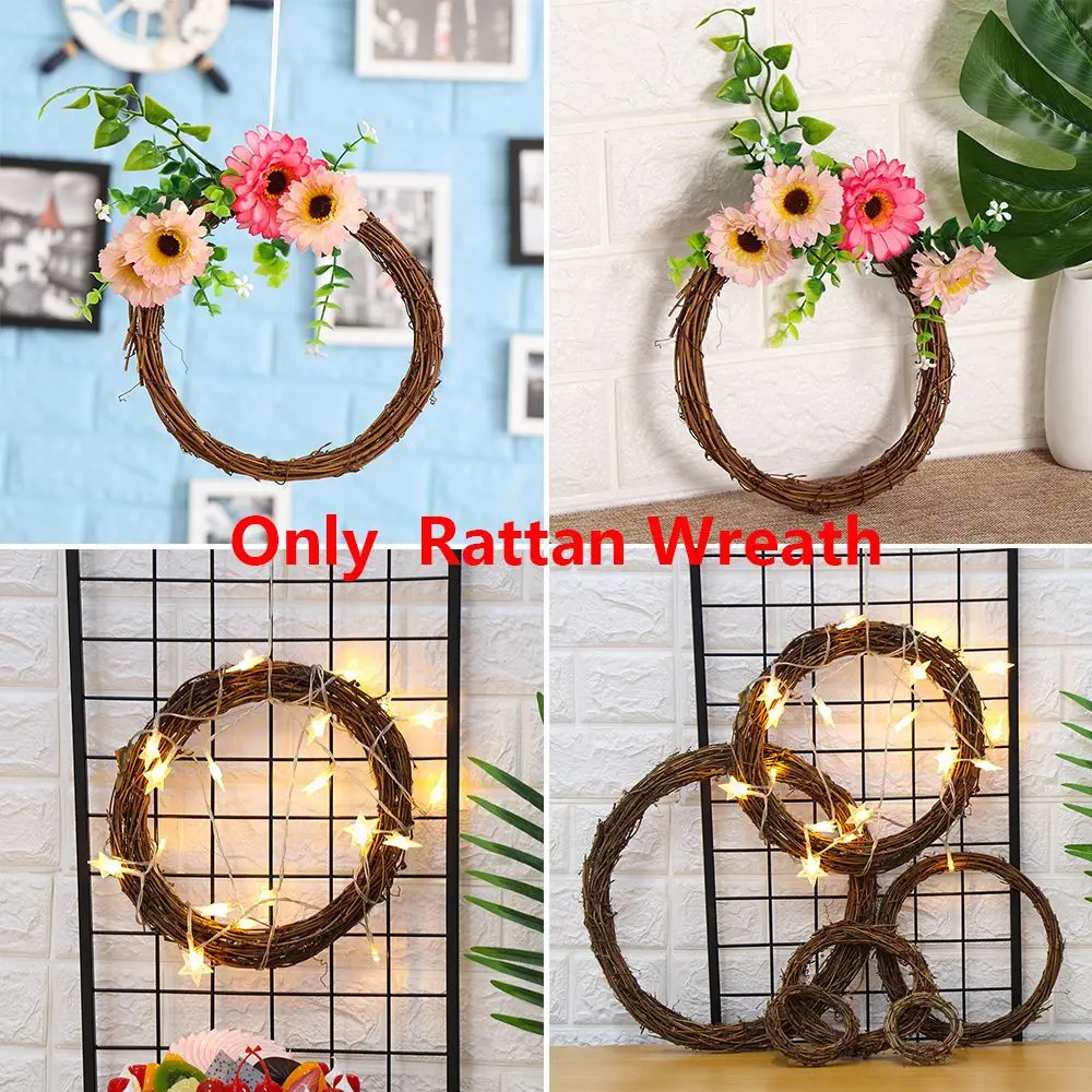 Rattan Christmas Decor Wedding Wreaths Xmas Party Decorations Wreath Wicker Sepak Takraw Round/Heart Shape Rattan Garland